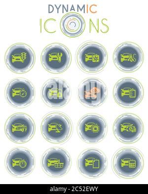 car service dynamic icons Stock Vector