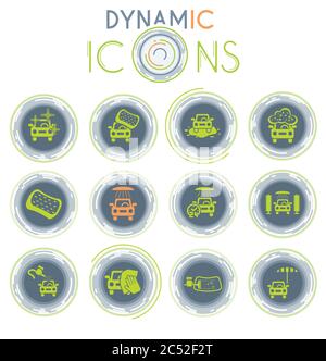 car wash service dynamic icons Stock Vector