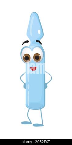 Funny glass ampoule with eyes, modern flat vector illustration Stock Vector