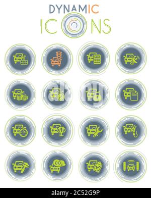 car service dynamic icons Stock Vector