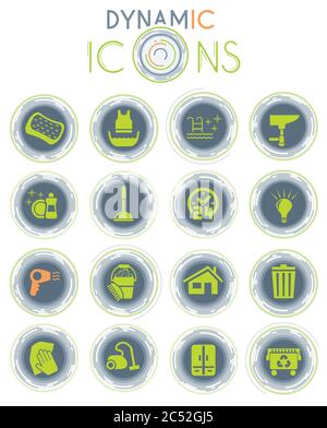 cleaning company dynamic icons Stock Vector