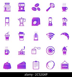 Coffee shop gradient icons on white background, stock vector Stock Vector