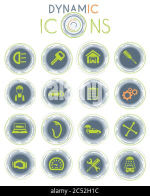Car service simply dynamic icons Stock Vector