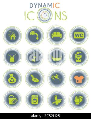 cleaning company dynamic icons Stock Vector