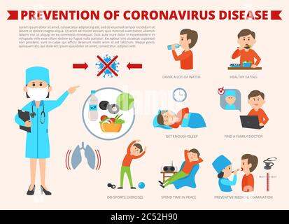 Prevention of Coronavirus Disease infographic concept, modern flat design vector illustration, for graphic and web design Stock Vector