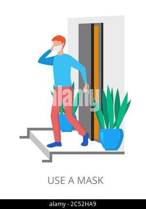 Use Mask concept, modern flat design vector illustration, for graphic and web design Stock Vector