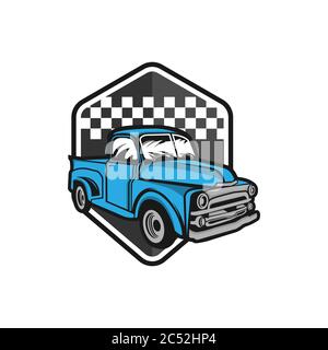 Classic truck illustration or vintage or retro car logo design. vintage style.EPS 10 Stock Vector