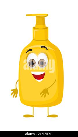 Funny liquid soap bottle with eyes, modern flat vector illustration Stock Vector