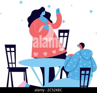 couple sharing at bar table vector illustration desing Stock Vector