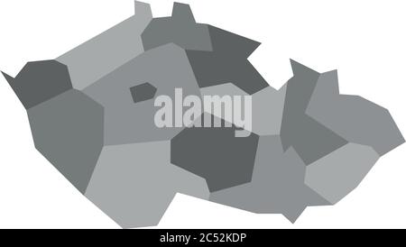 Map of Czech Republic divided into administrative regions. Blank map in four shades of grey. Vector illustration. Stock Vector