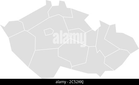 Map of Czech Republic divided into administrative regions. Blank map in grey. Vector illustration. Stock Vector
