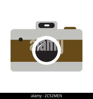 Simple colorful photo camera icon in flat style. Stock Vector