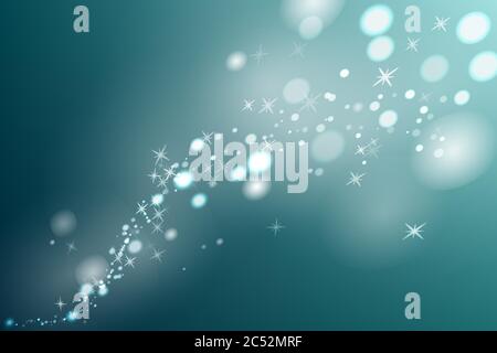 Flow in water. Particles with glow effect. Vector illustration. Dynamic effect Stock Vector