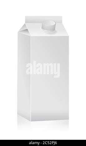 White paper pack for milk, juice, and other, on white background. Realistic vector illustration Stock Vector