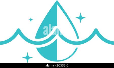 water drop affluent nature liquid blue block style icon vector ...