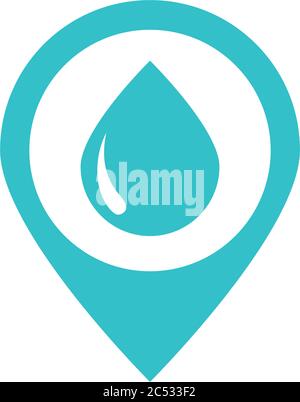location pointer water drop nature liquid blue block style icon vector ...
