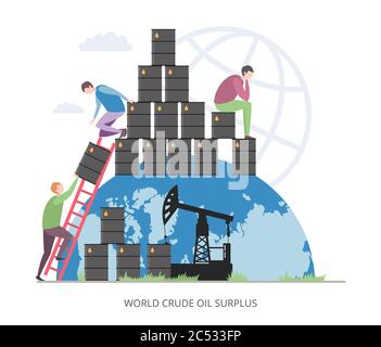 World Crude Oil Surplus concept, flat vector illustration Stock Vector