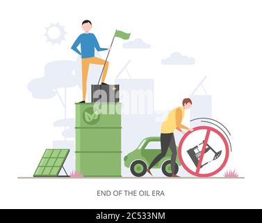 End of Oil Era concept, flat vector illustration Stock Vector