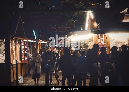 Christmas market lights in Strasbourg France Stock Photo