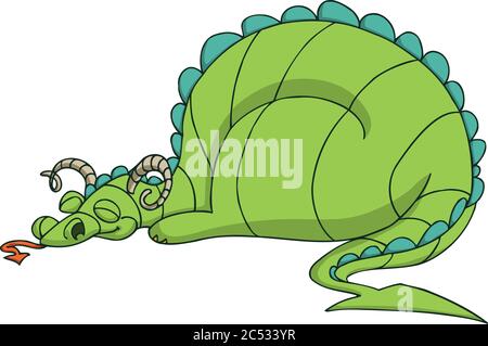 Dragon sleeping. Cartoon. Vector illustration. Stock Vector