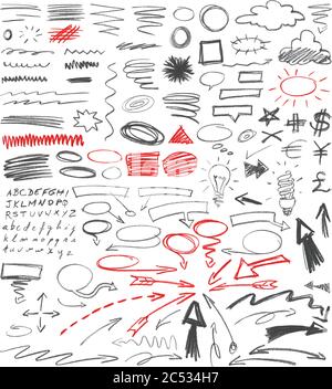 Dashed arrow set. Vector doodle dot line. Thin pointer arrows Stock ...