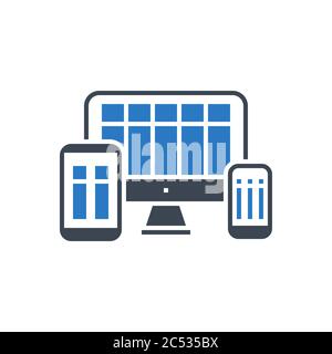 Responsive Web Design Vector Glyph Icon Stock Vector