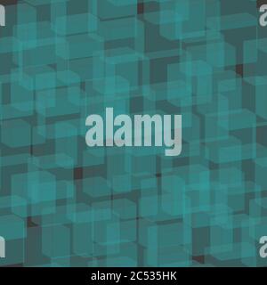 Transparent Green Tiles Seamless Pattern, 3D Illustration Stock Vector