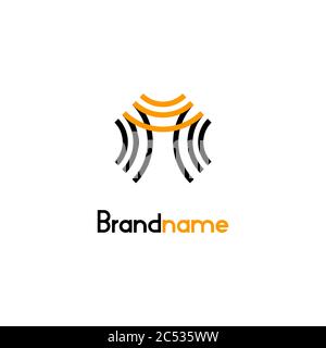 Initial letter m creative logo, a quarter circle design concept that is interconnected, isolated on white background. Stock Vector