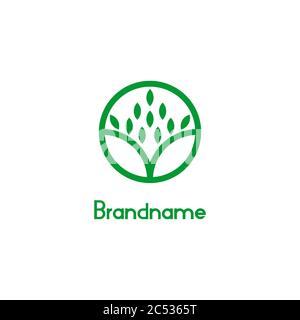 Modern logo for environment and agriculture, natural plants icon on circle design concept. Stock Vector
