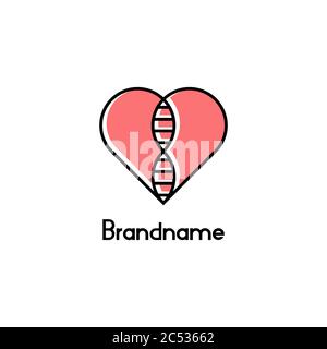 Science genetics and heart vector illustration, DNA logo design concept template. Stock Vector