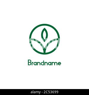 Modern logo for environment and agriculture, natural plants icon on circle design concept, simple and minimal logo design. Stock Vector