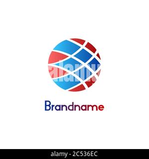 Blue arrow on red circle with gradient mesh color, creative and modern design concept for business and company logo, isolated on white background. Stock Vector