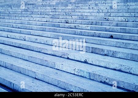 Empty marble stone vintage stairway in light blue color Stock Photo