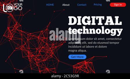 Colorful abstract landing page with plexus Stock Vector