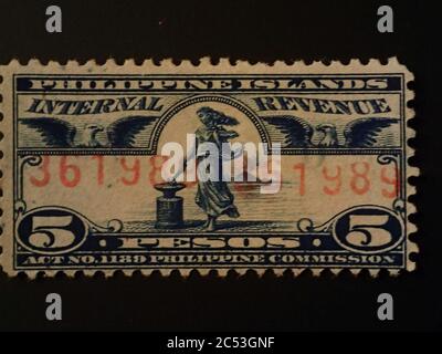 Internal Revenue Stamps Philippine Islands 1905-1928 22. Stock Photo