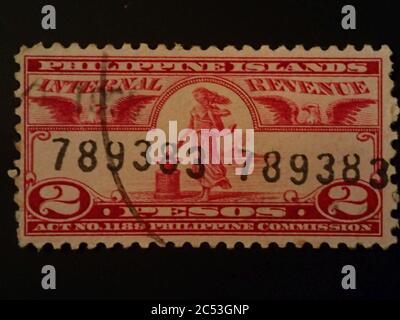 Internal Revenue Stamps Philippine Islands 1905-1928 21. Stock Photo