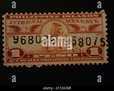 Internal Revenue Stamps Philippine Islands 1905-1928 12. Stock Photo