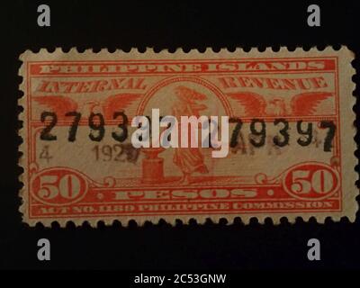 Internal Revenue Stamps Philippine Islands 1905-1928 17. Stock Photo