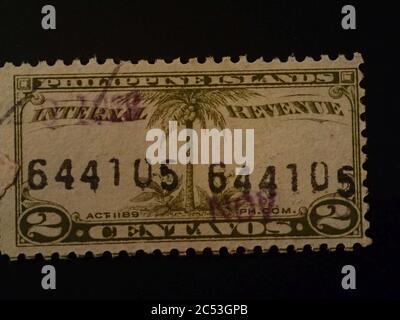 Internal Revenue Stamps Philippine Islands 1905-1928 13. Stock Photo