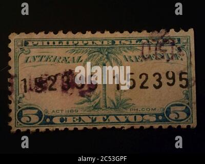 Internal Revenue Stamps Philippine Islands 1905-1928 07. Stock Photo