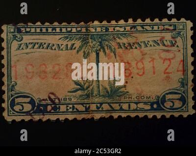 Internal Revenue Stamps Philippine Islands 1905-1928 18. Stock Photo