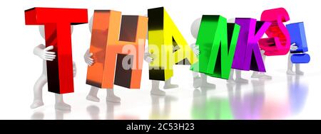 Thanks! - colorful letters - 3D illustration Stock Photo