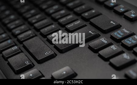 Close up of black keyboard of a modern laptop Stock Photo