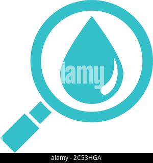 water drop under magnifier nature liquid blue silhouette style icon vector illustration Stock Vector