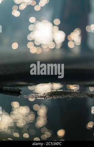 Nice bokeh lights seen from the ground. Stock Photo