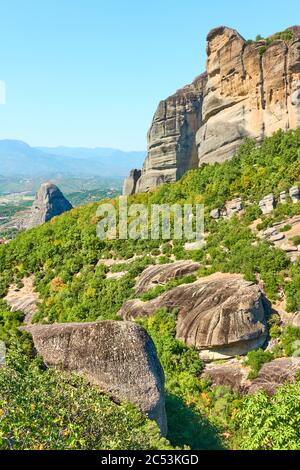 Landscape with rocks in Meteora, Greece -  Picturesque greek scenery Stock Photo