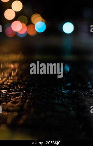 Nice bokeh lights seen from the ground. Stock Photo