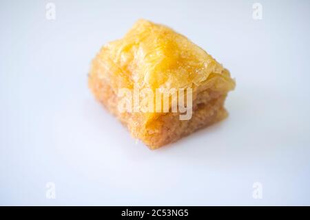 Special turkish dessert is kadayif. Isolated over white background Stock Photo