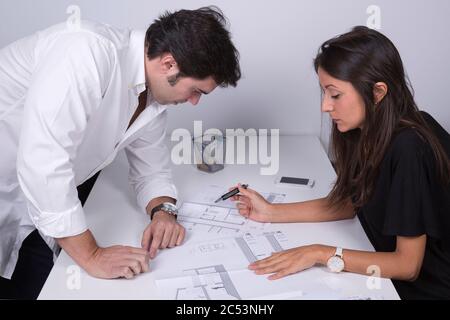 Architects photo session in their office Stock Photo