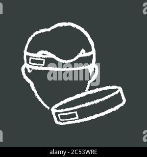 Workout headband chalk white icon on black background Stock Vector